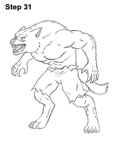 how to draw a werewolf step by step