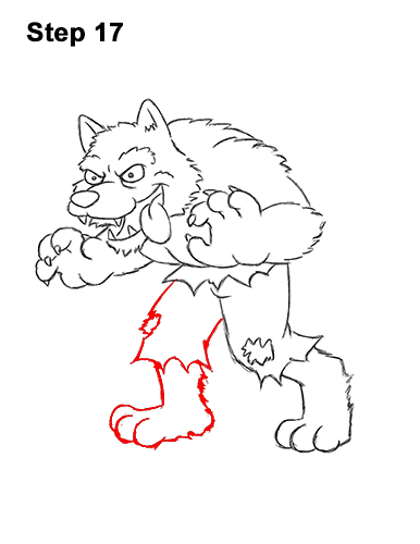 How to Draw Cartoon Werewolf Wolf Monster Halloween 17