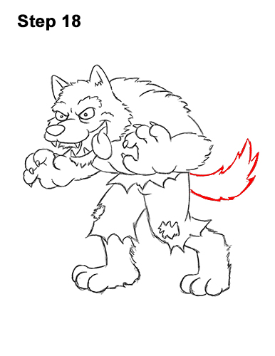 How to Draw Cartoon Werewolf Wolf Monster Halloween 18