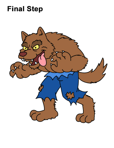 How to Draw Cartoon Werewolf Wolf Monster Halloween