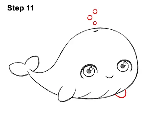 How to Draw Cute Cartoon Blue Whale 11