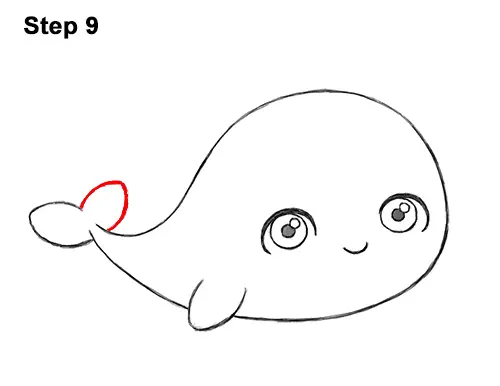 How to Draw Cute Cartoon Blue Whale 9