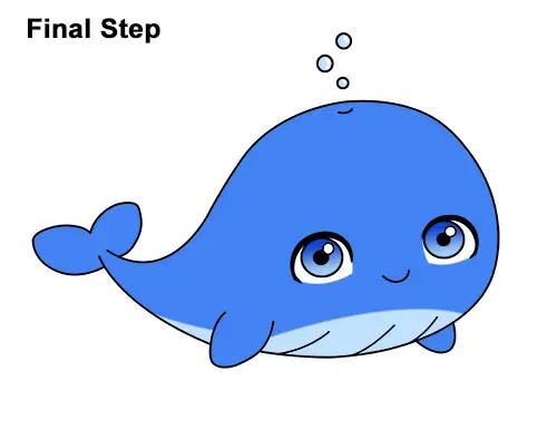 How to Draw Cute Cartoon Blue Whale