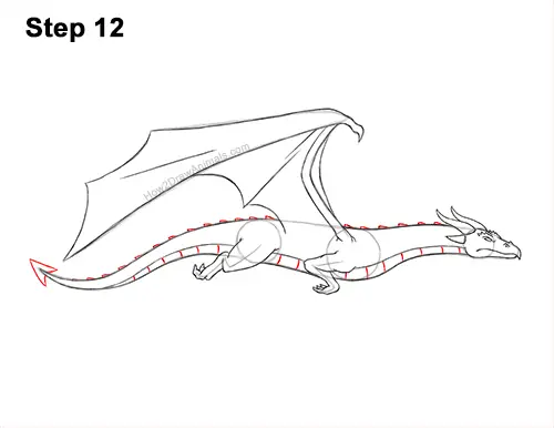 How to Draw a Wind Dragon Flying Wings 12