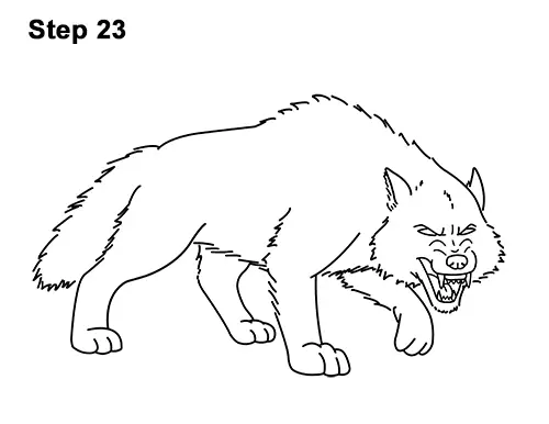 Draw Angry Mean Snarling Cartoon Wolf 23