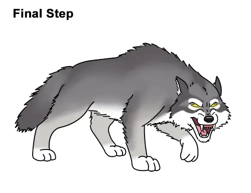 Draw Angry Mean Snarling Cartoon Wolf