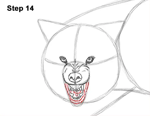 Draw Wolf Snarling 14