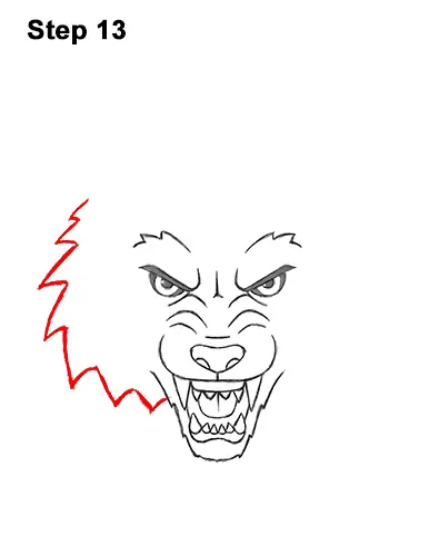 How to Draw Angry Growling Snarling Cartoon Wolf Head 13