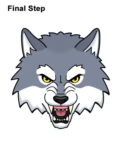 How to Draw Angry Growling Snarling Cartoon Wolf Head