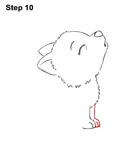 How to Draw Cute Little Cartoon Wolf Pup Cub Howling 10
