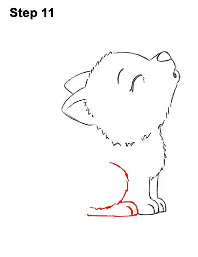 How to Draw Cute Little Cartoon Wolf Pup Cub Howling 11