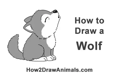 How to Draw a Wolf Howling (Cartoon) VIDEO & Step-by-Step Pictures
