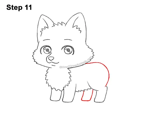 How to Draw a Cute Cartoon Gray Wolf Chibi Kawaii 11