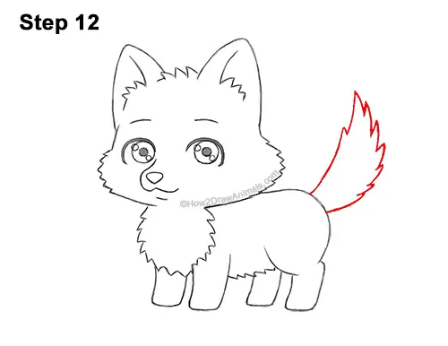 How to Draw a Cute Cartoon Gray Wolf Chibi Kawaii 12