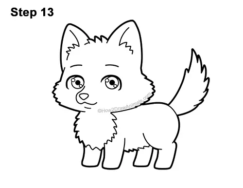 How to Draw a Cute Cartoon Gray Wolf Chibi Kawaii 13