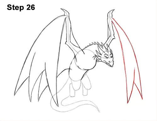 How to Draw Wyvern Dragon Wings Flying 26