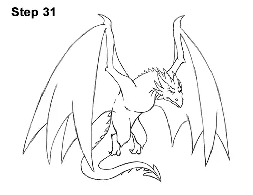 How to Draw Wyvern Dragon Wings Flying 31