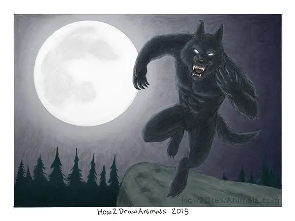 Jumping Werewolf Drawing